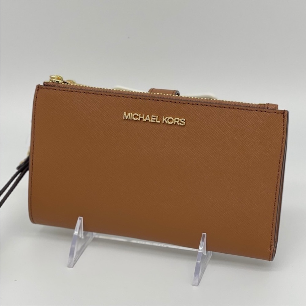 Michael Kors Double Zip Wallet Wristlet Brown/Gold